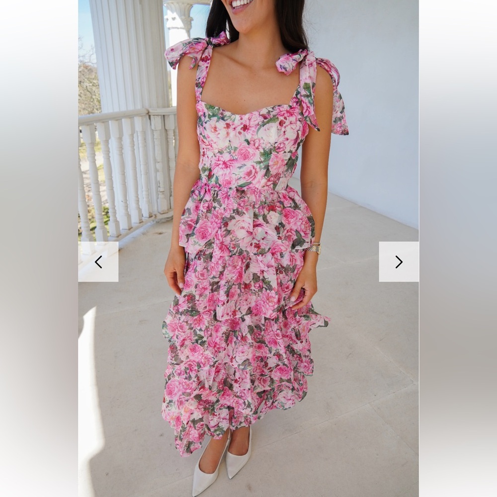 Floral Pink Ruffle Dress from Shop with Juliet!